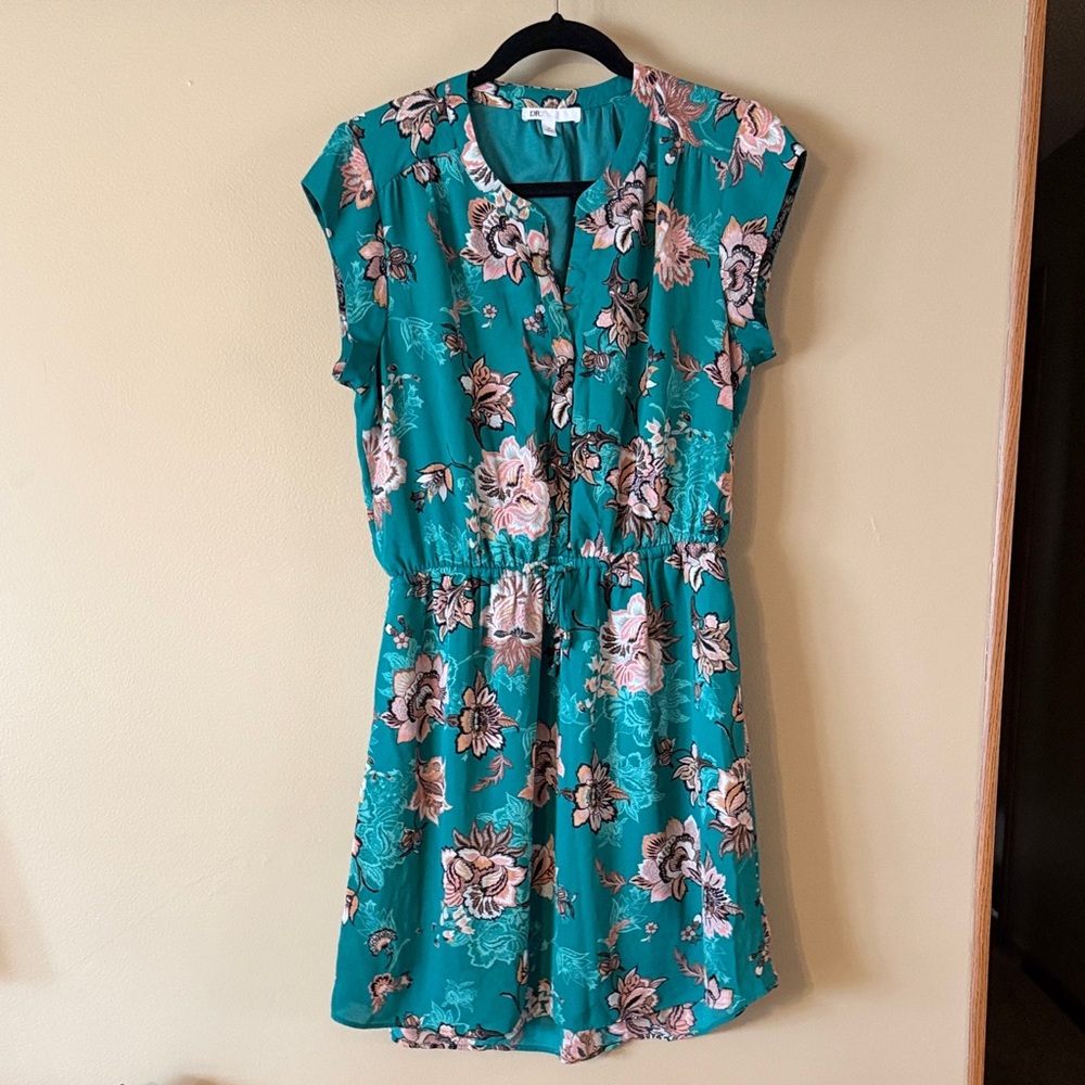 DR2 Teal and Pink Floral Mini Dress